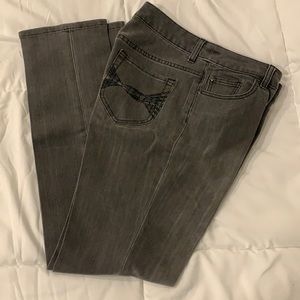 Chico’s Platinum Ultimate Fit Slim Leg Women’s 1 Regular Gray Jeans 32 x 32